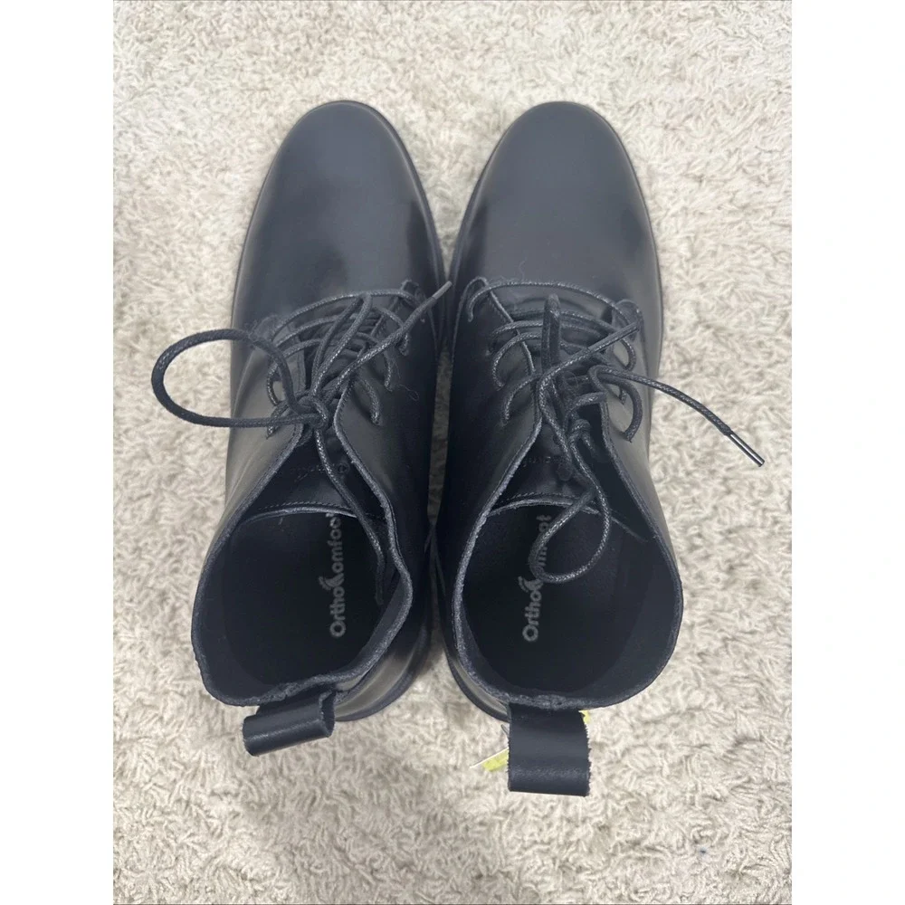 Orthocomfoot Black Orthopedic Leather Chukka Boots Mens 12M Arch Support Comfort